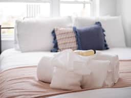 517- Harlow -- Shades of Blue Elegant Suite l Free Parking + Gym